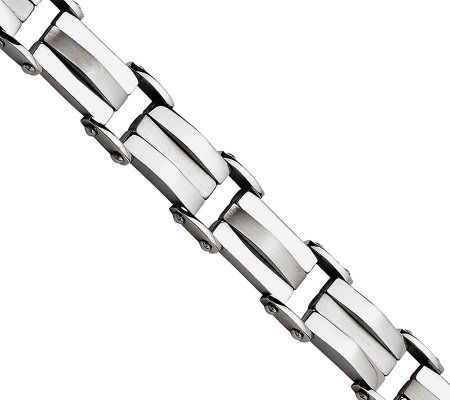 Steel by Design Mens 8-1/2 Polished & Satin L ink Bracelet