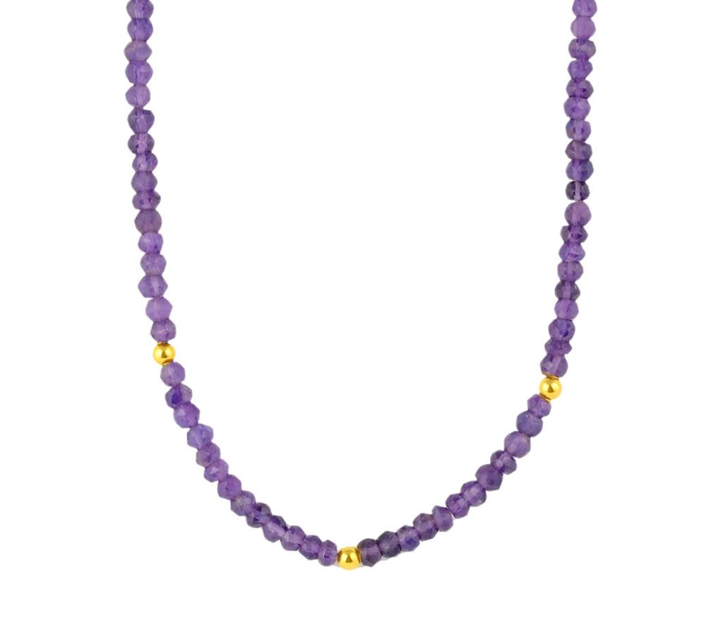 14K Gold-Plated Sterling and Gemstone  Bead Nec klace, 32