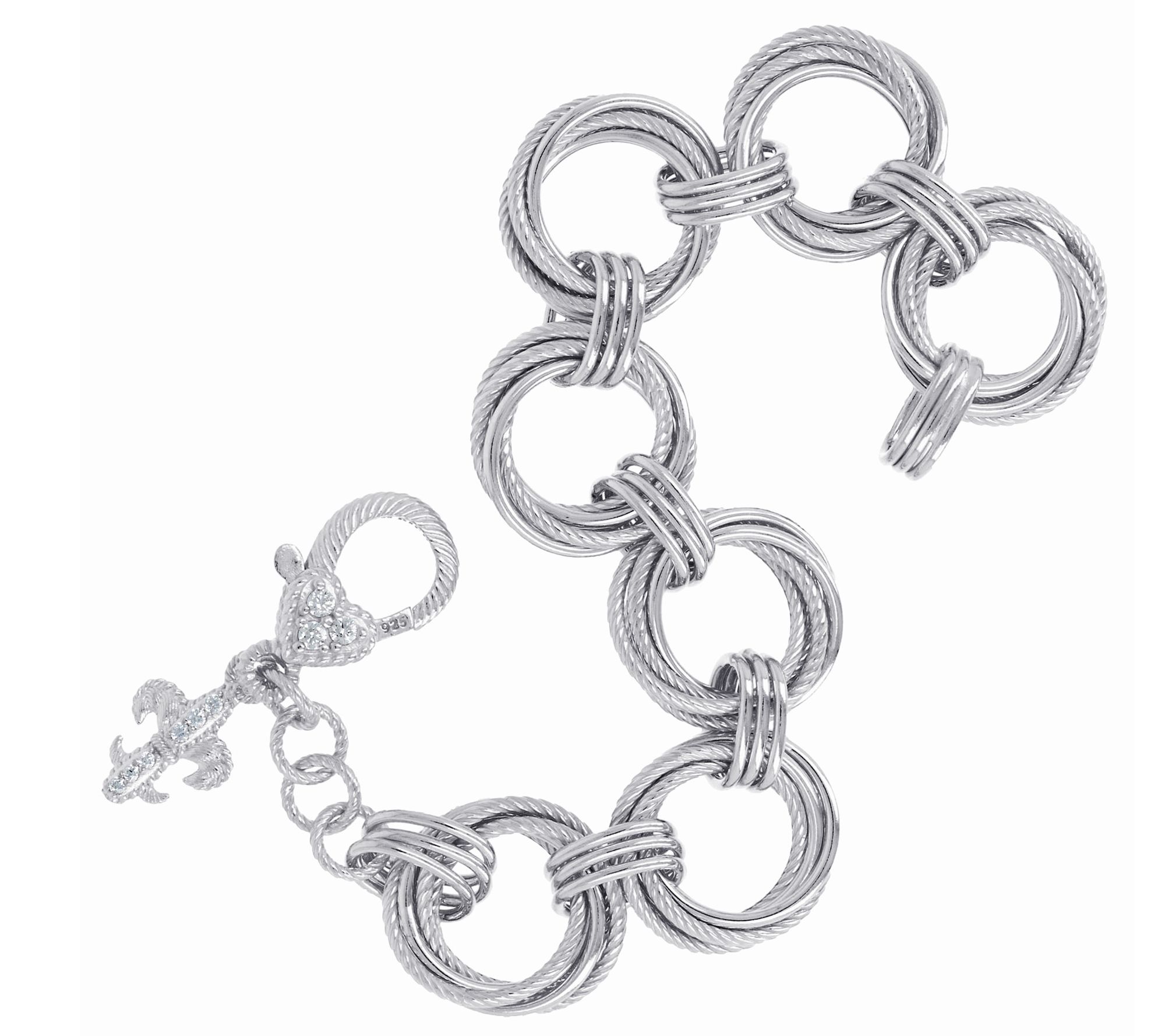 Judith Ripka Verona Sterling Multi-Circle Link Bracelet 26.0g