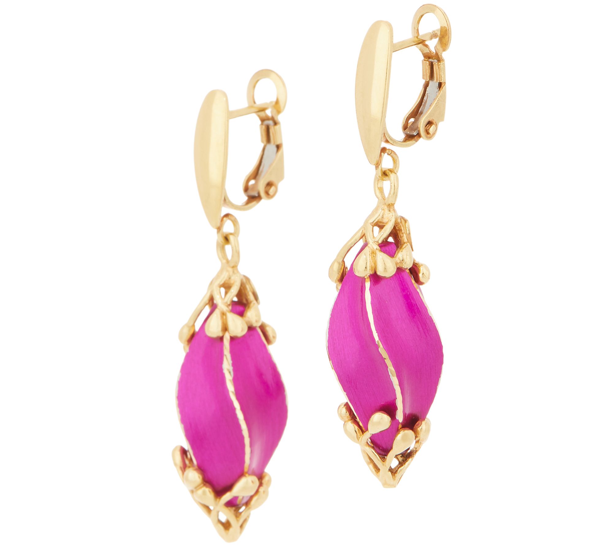 Italian Gold Color Dangle Earrings, 14K Gold, 6.9g