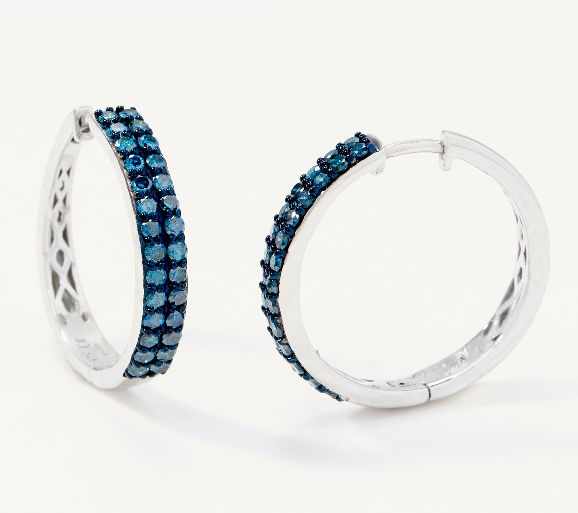 Affinity Sterling Silver Colored Diamond Hoop Earrings, 1.00