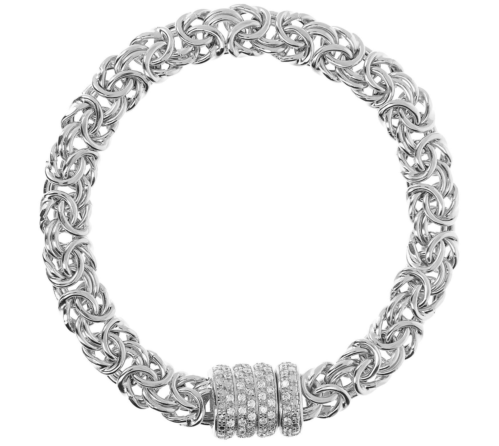 Italian Silver 5.40 cttw Diamonique Byzantine B racelet
