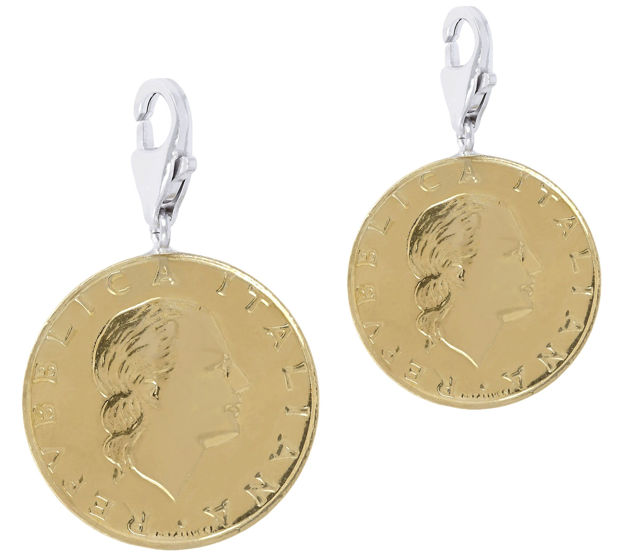 My Lira Set of 2 200-Lire Coin Charms, St erlin Silver