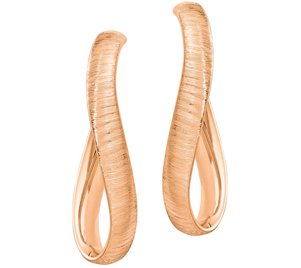 Italian Gold Twisted Textured Hoop Earrings, 14 K