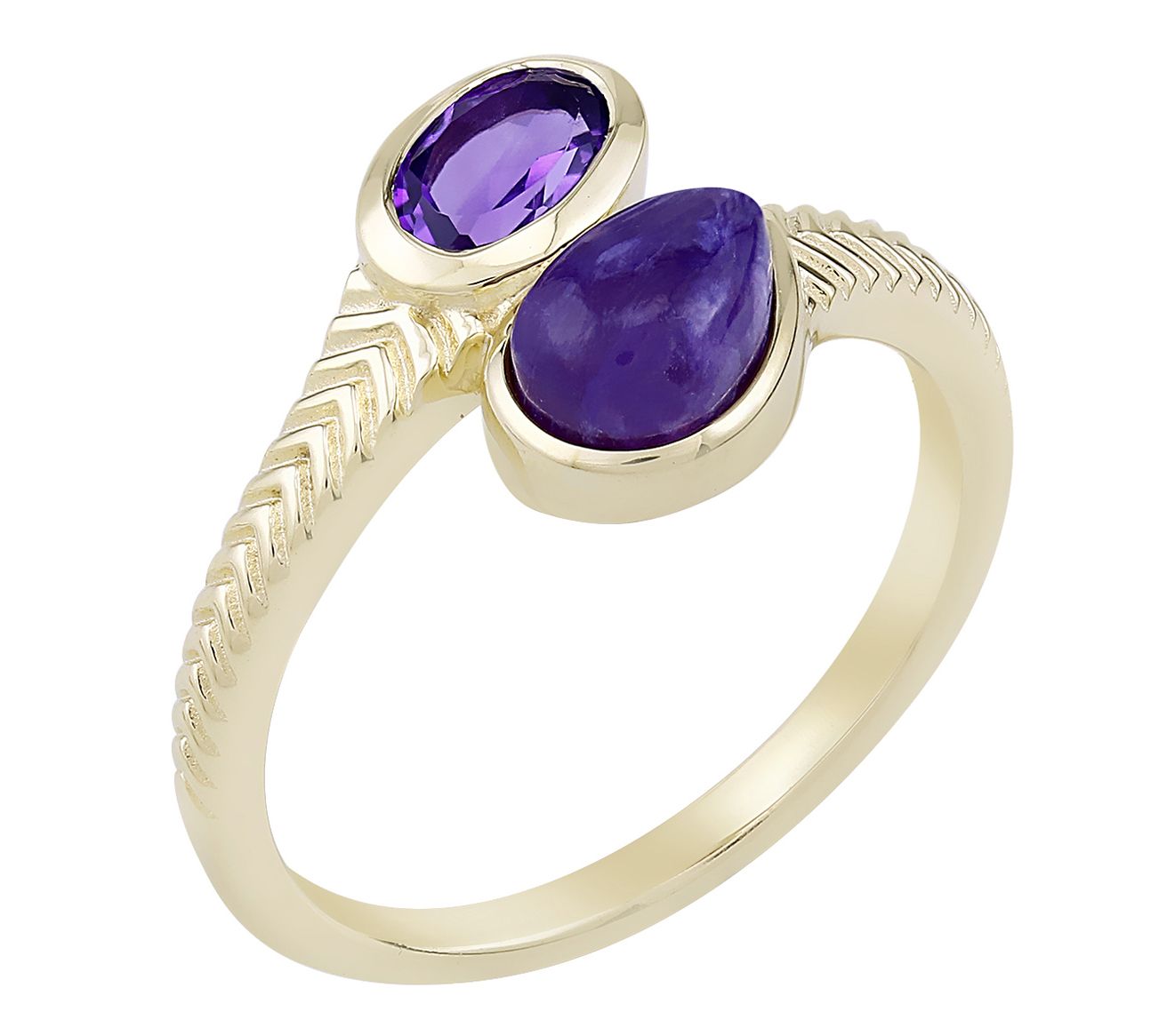 Generation Gems 14K Plated Sterling Multi-Gemstone Bypass Ring