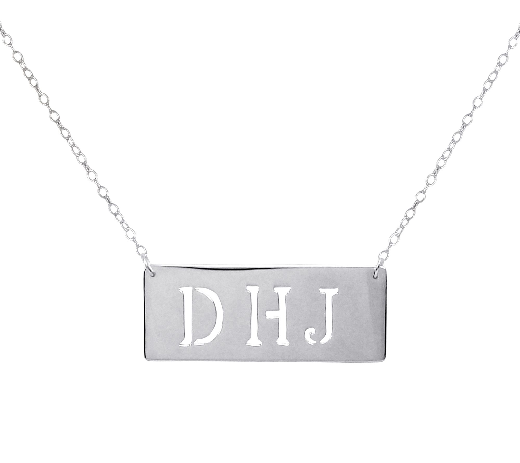 Sterling Silver Personalized Initial Bar Necklace