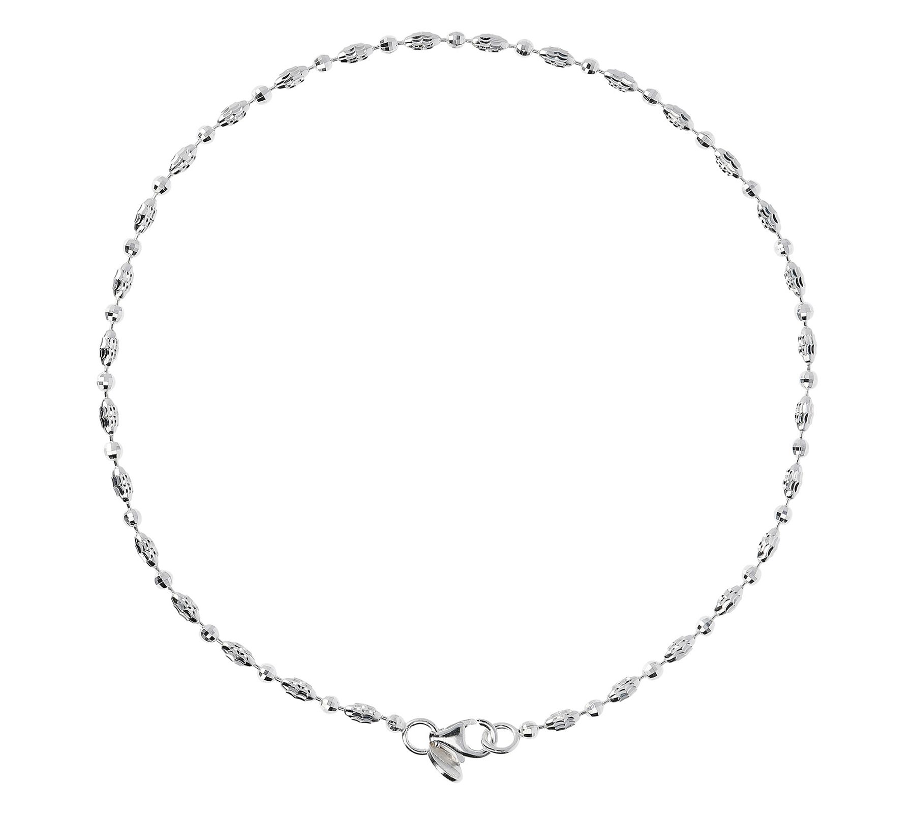 UltraFine Silver 11 Diamond-Cut Bead Anklet