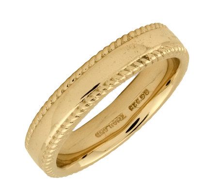 Simply Stacks Sterling 18K Yellow Gold-Pltd 4.2 5mm Ribbed Rin