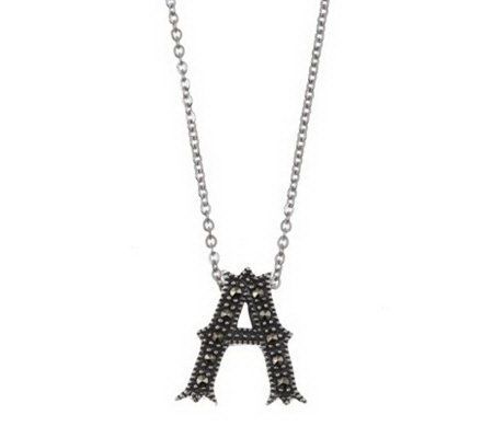 Suspicion Sterling Marcasite Initial Pendant with Chain