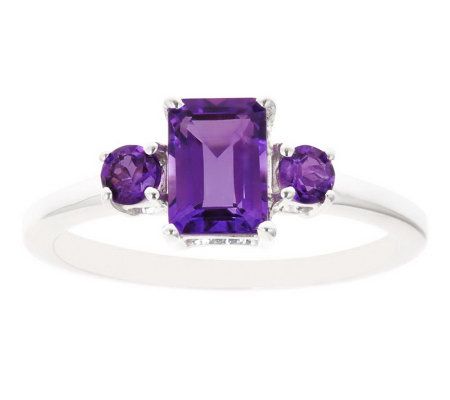 Sterling Three-Stone Gemstone Ring