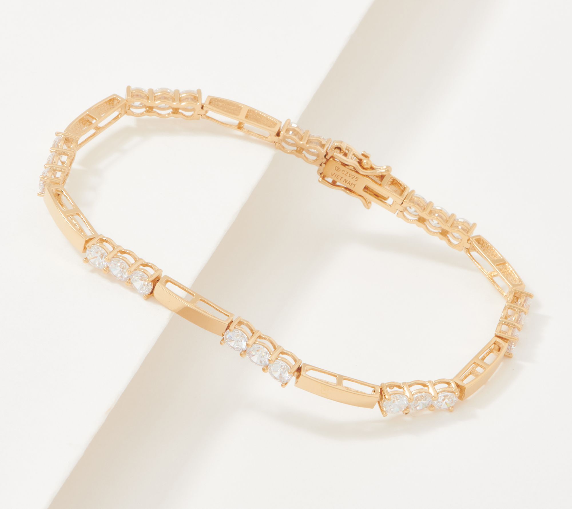 Diamonique High-Polish Station Tennis Bracelet, Sterling Silver