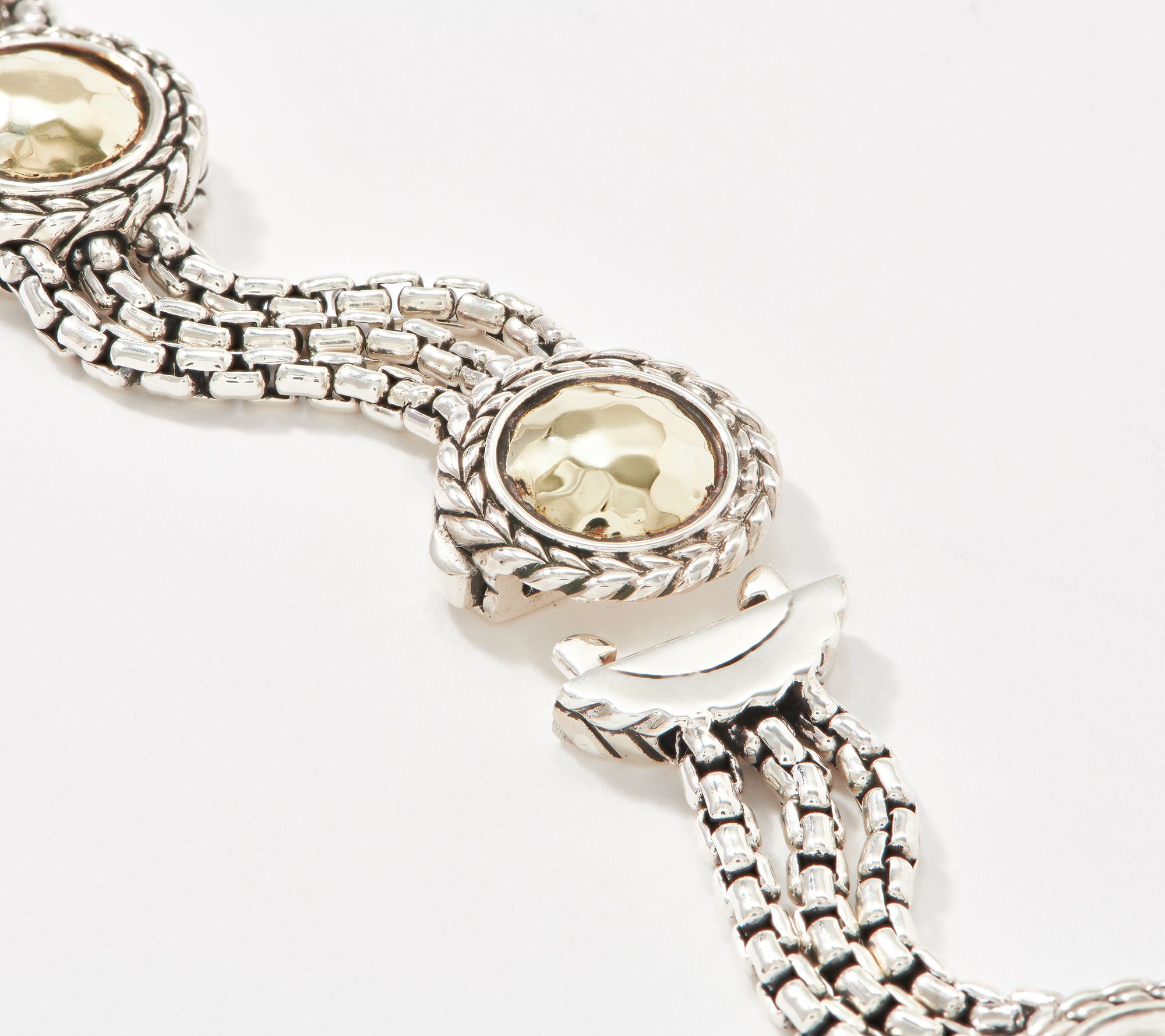 JAI Sterling Silver & 14K Gold Hammered MultiBox Chain Bracelet