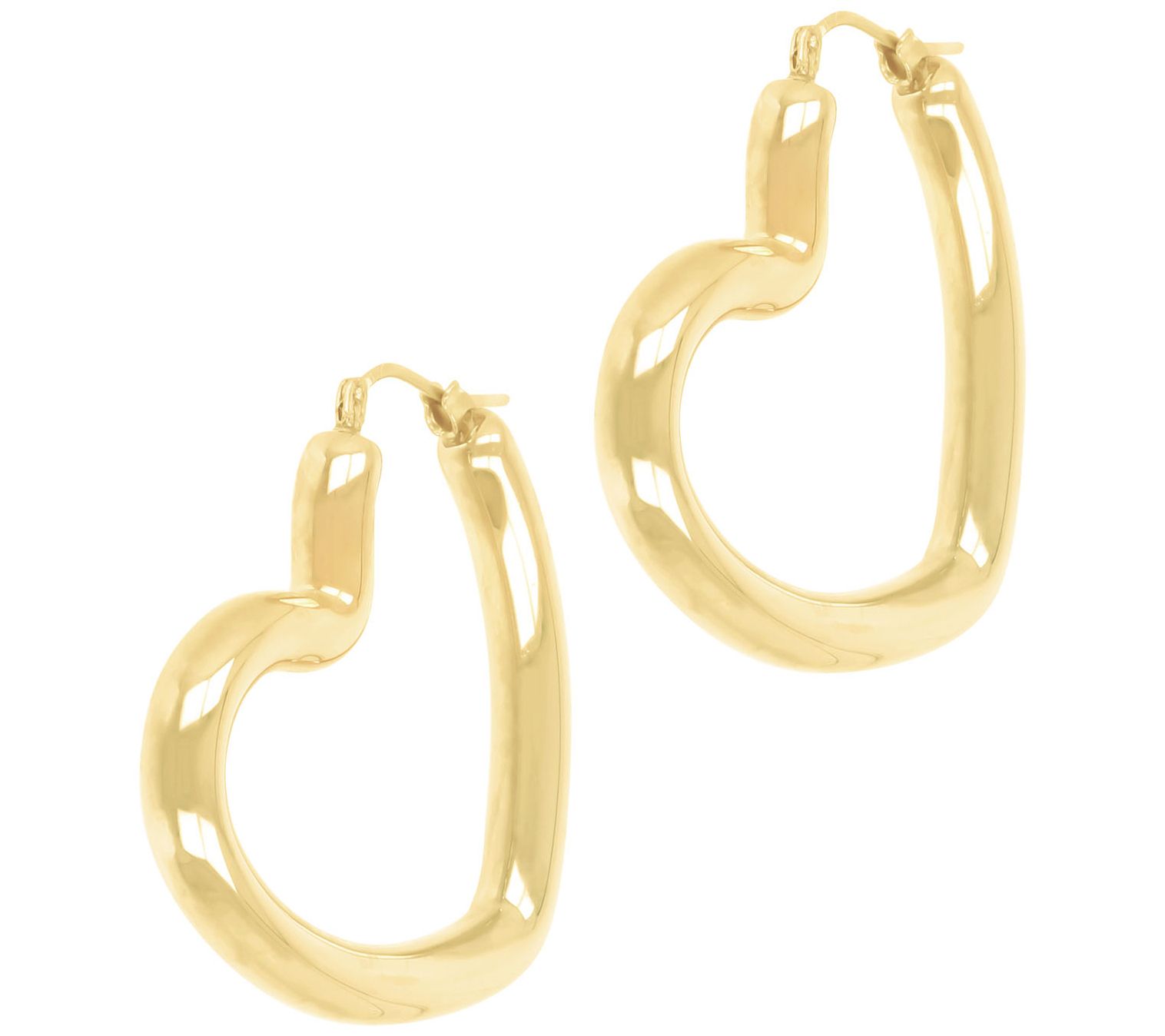 Oro Nuovo Polished Heart Hoop Earrings, 14K Gold Over Resin