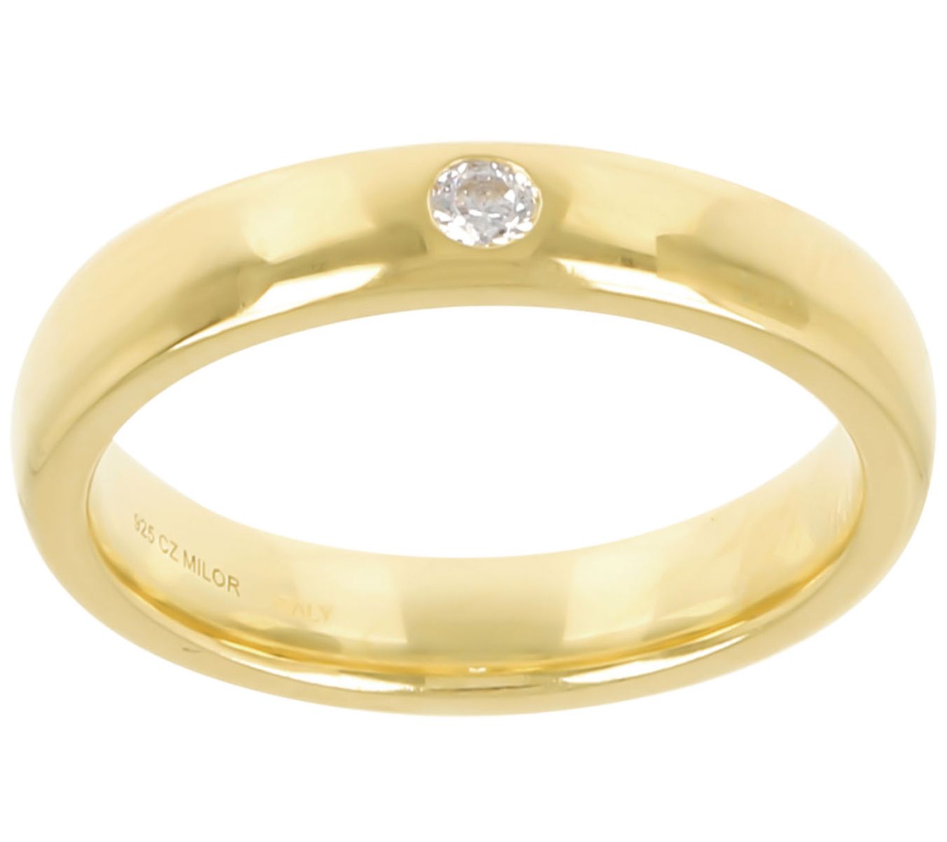 Diamonique Polished Band Ring, Sterling Silver