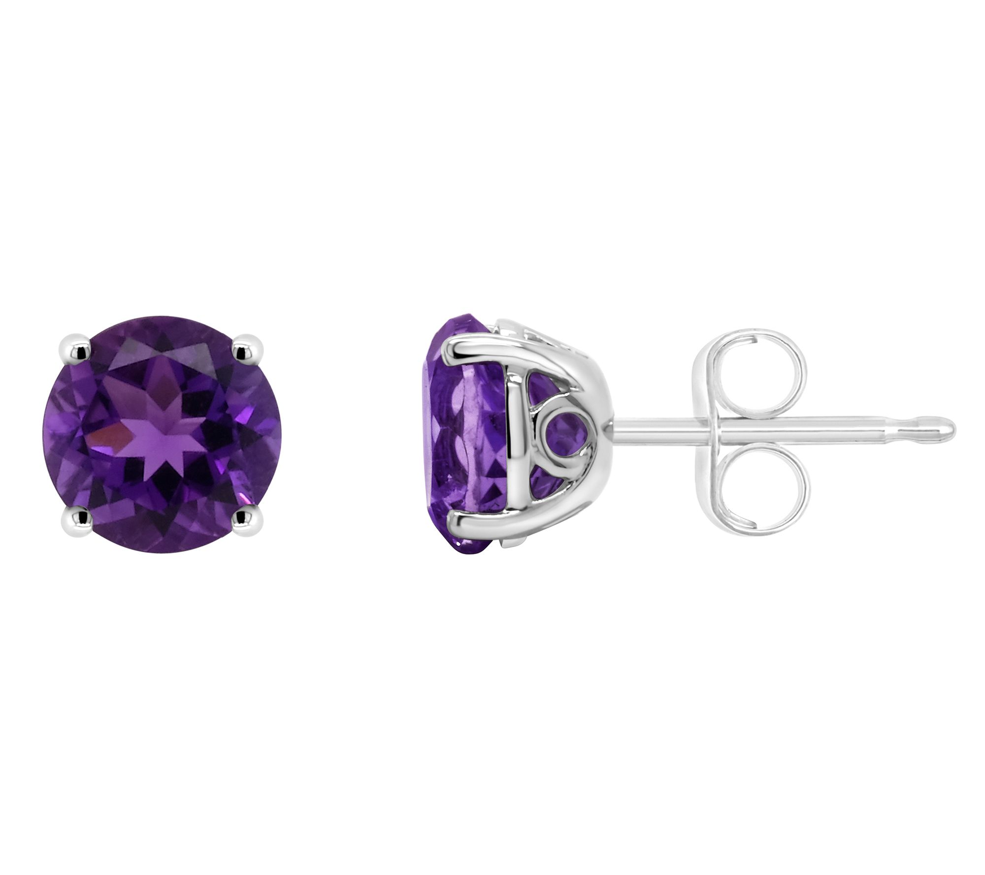 14K 6mm Round Amethyst Gemstone Stud Earrings