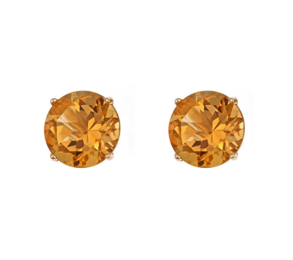 5mm Round Semi-Precious Gemstone Stud Earrings, 14K Yellow