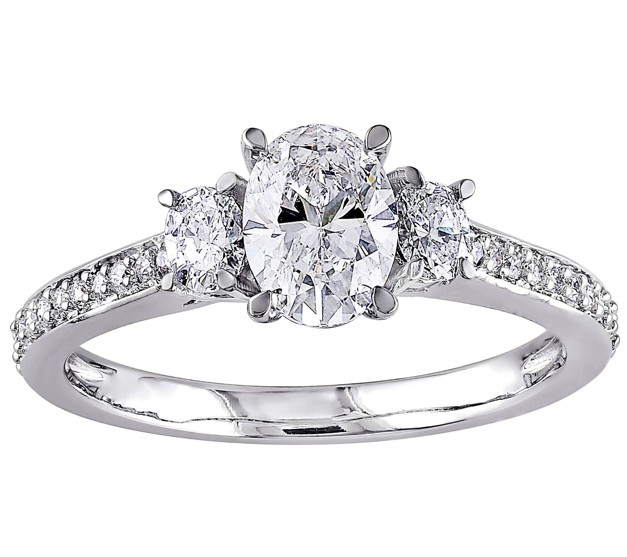 Affinity 1.10 cttw Oval & Round Diamond Ring, 1 4K White Gold