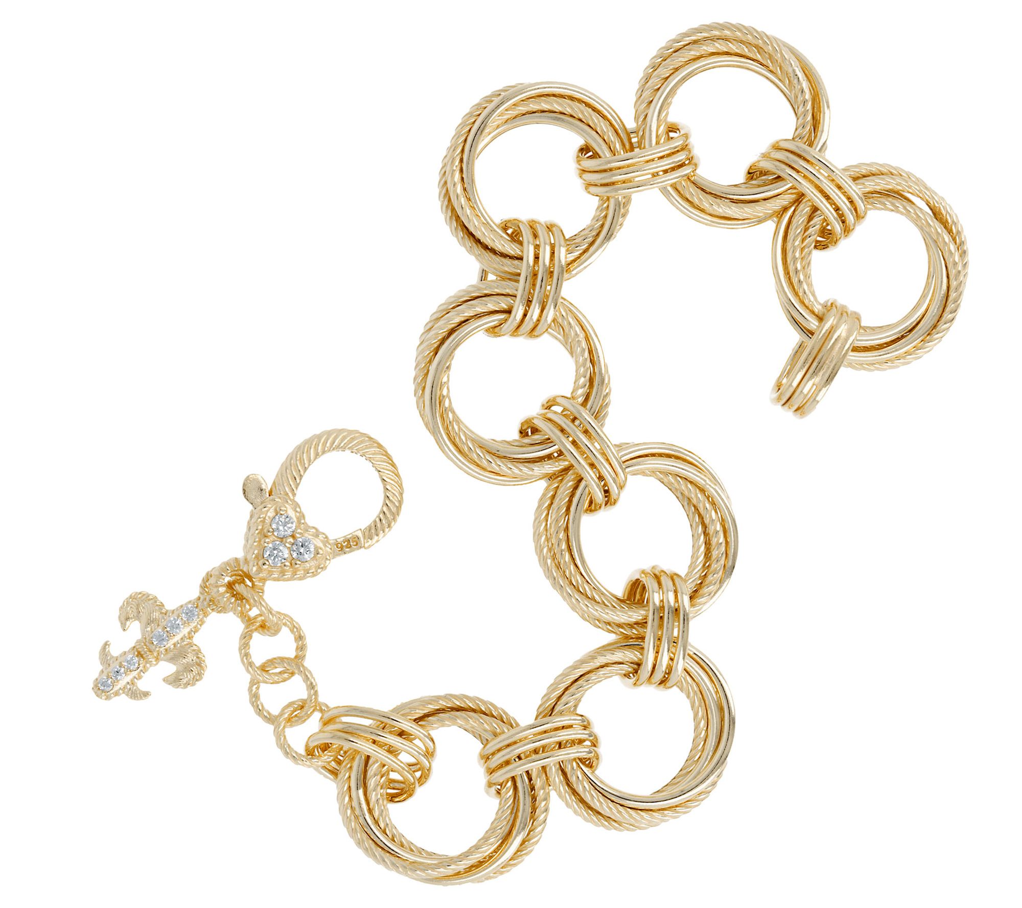 Judith Ripka Verona 14K Clad Multi-Circle Link Bracelet 26.0g