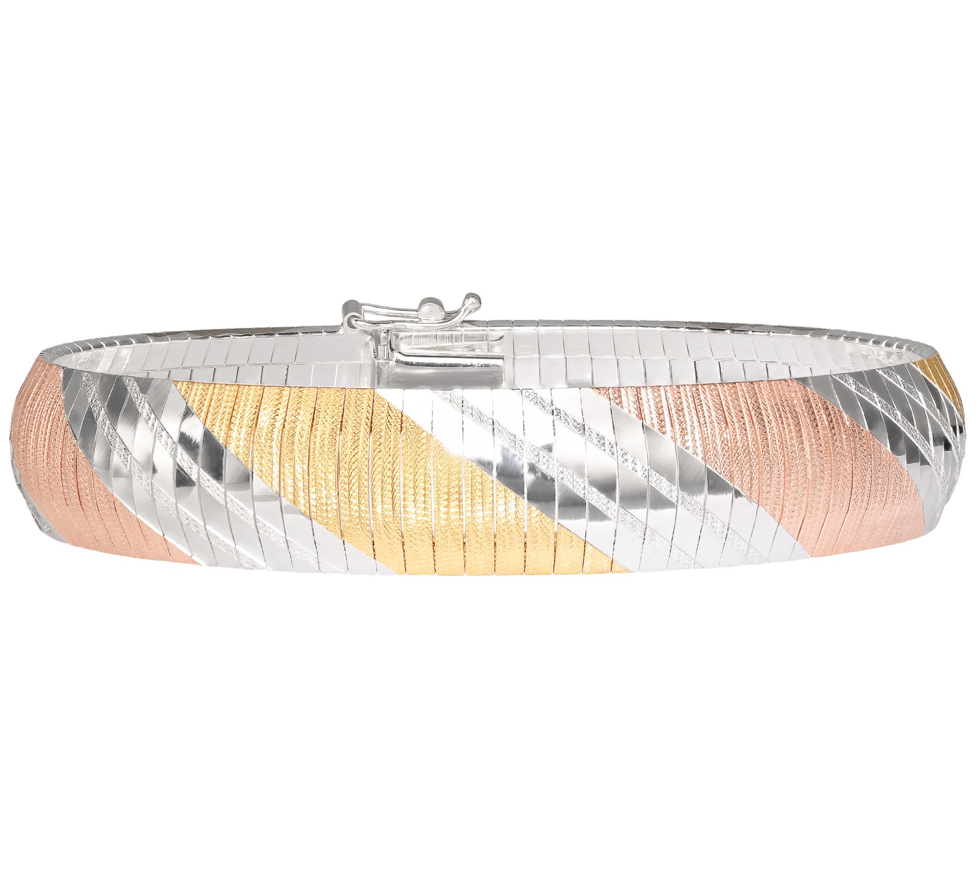 Italian Silver Tri-Color Cubetto Bracelet, 17.5 g
