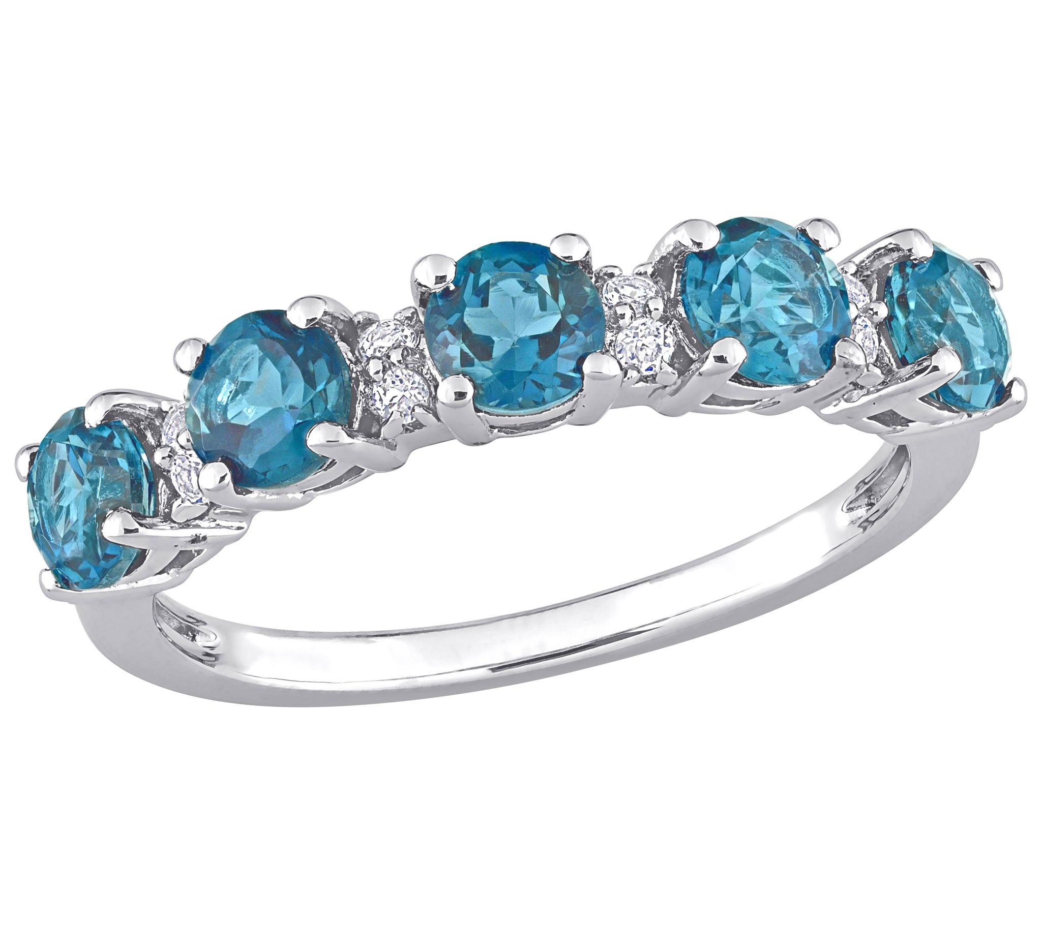 Sterling Silver 1.60 cttw Blue Topaz & White To paz Ring