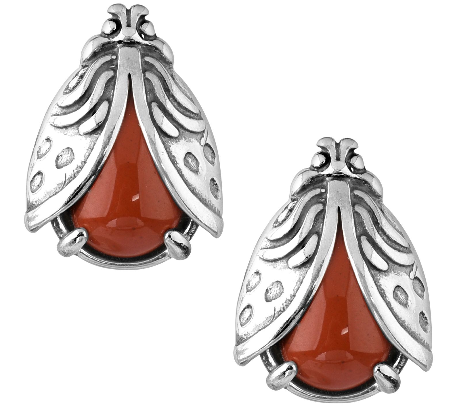 American West Sterling Jasper Garden Critter La dybug Earrings