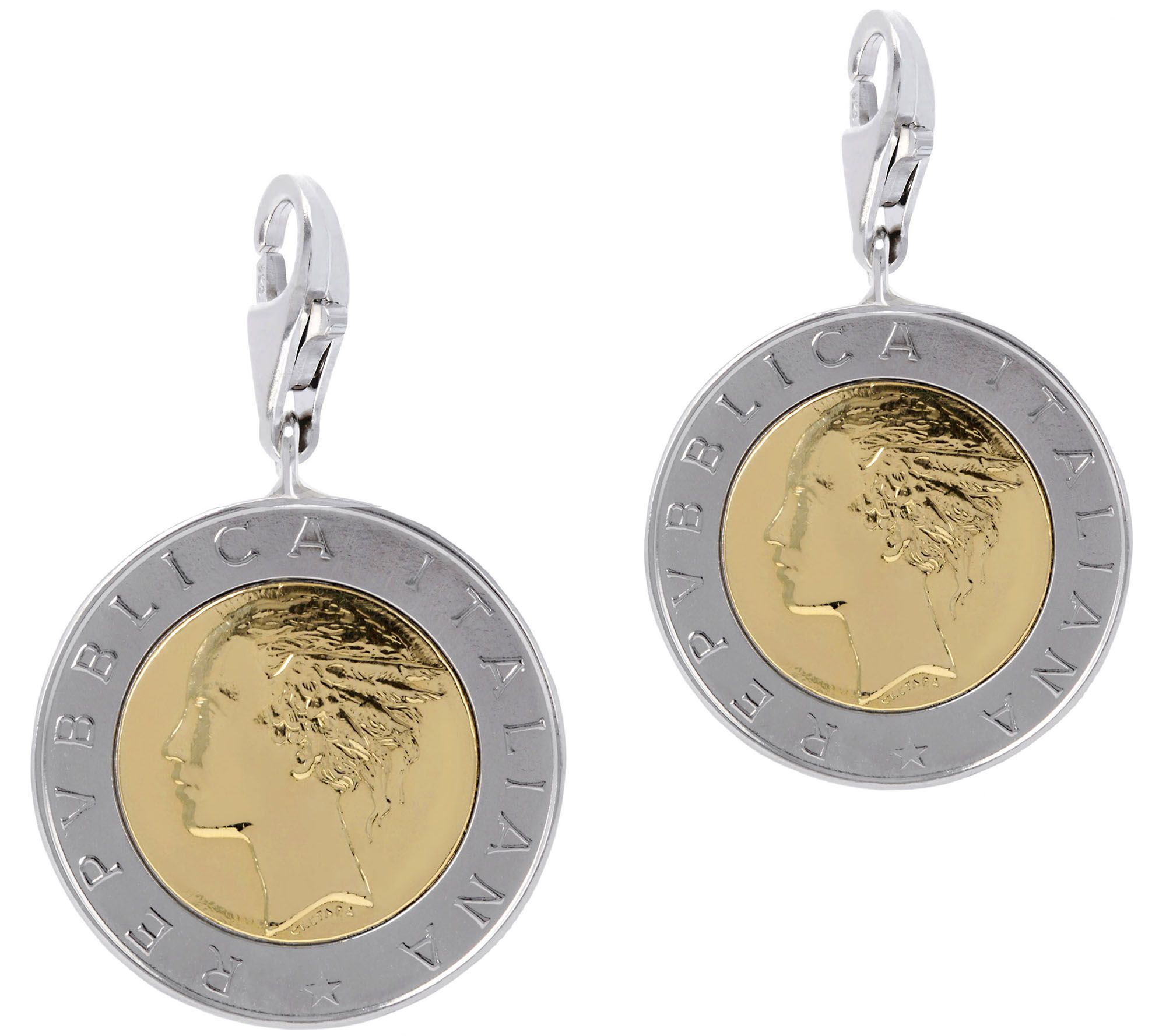 My Lira Set of 2 500-Lire Coin Charms, St erlin Silver