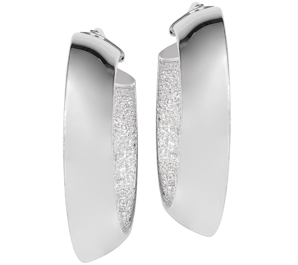 Italian Gold Polished & Satin Hoop Earrings, 14 K