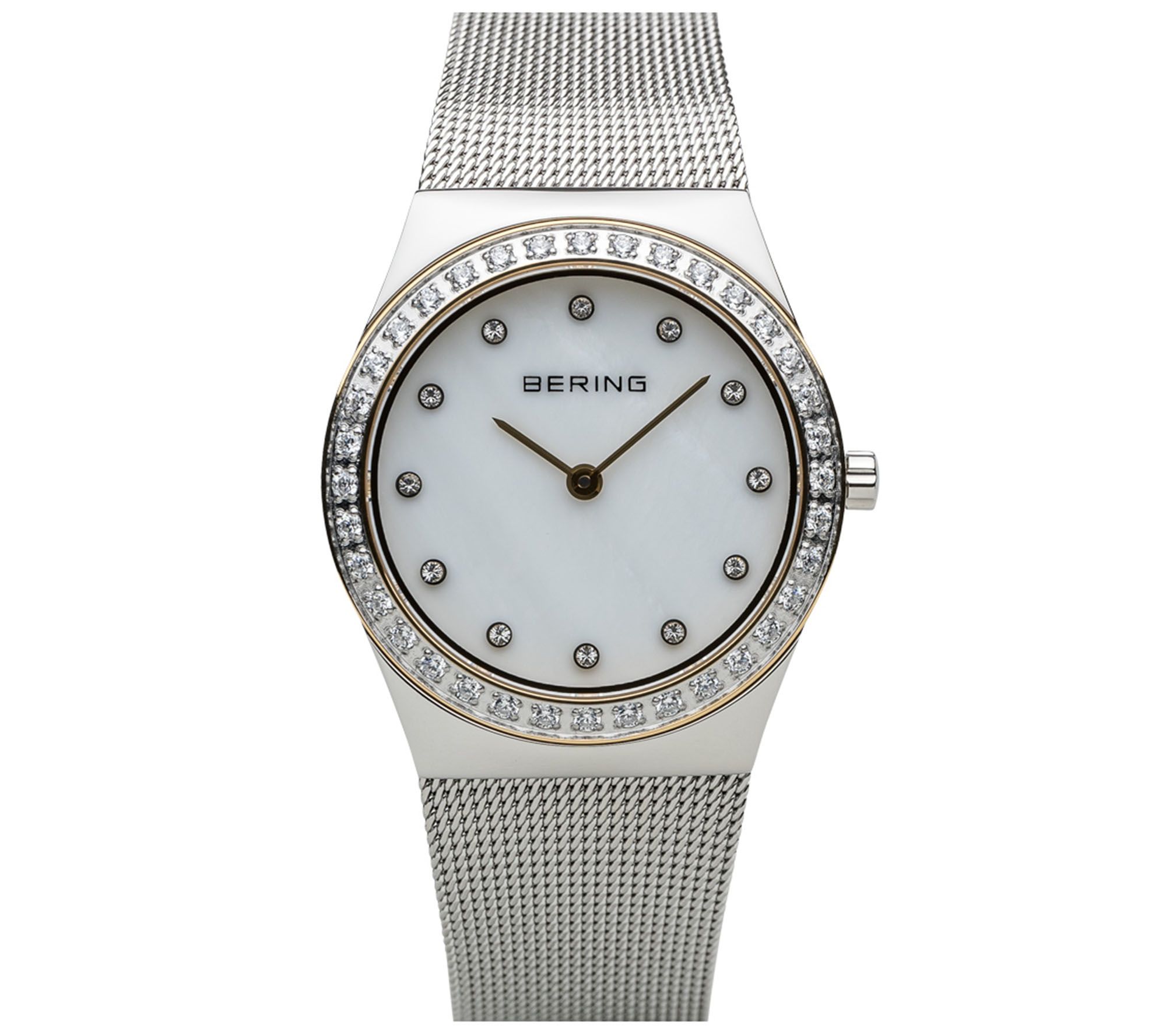 Bering Womens Stainless Crystal Bezel & Mesh B racelet Watch