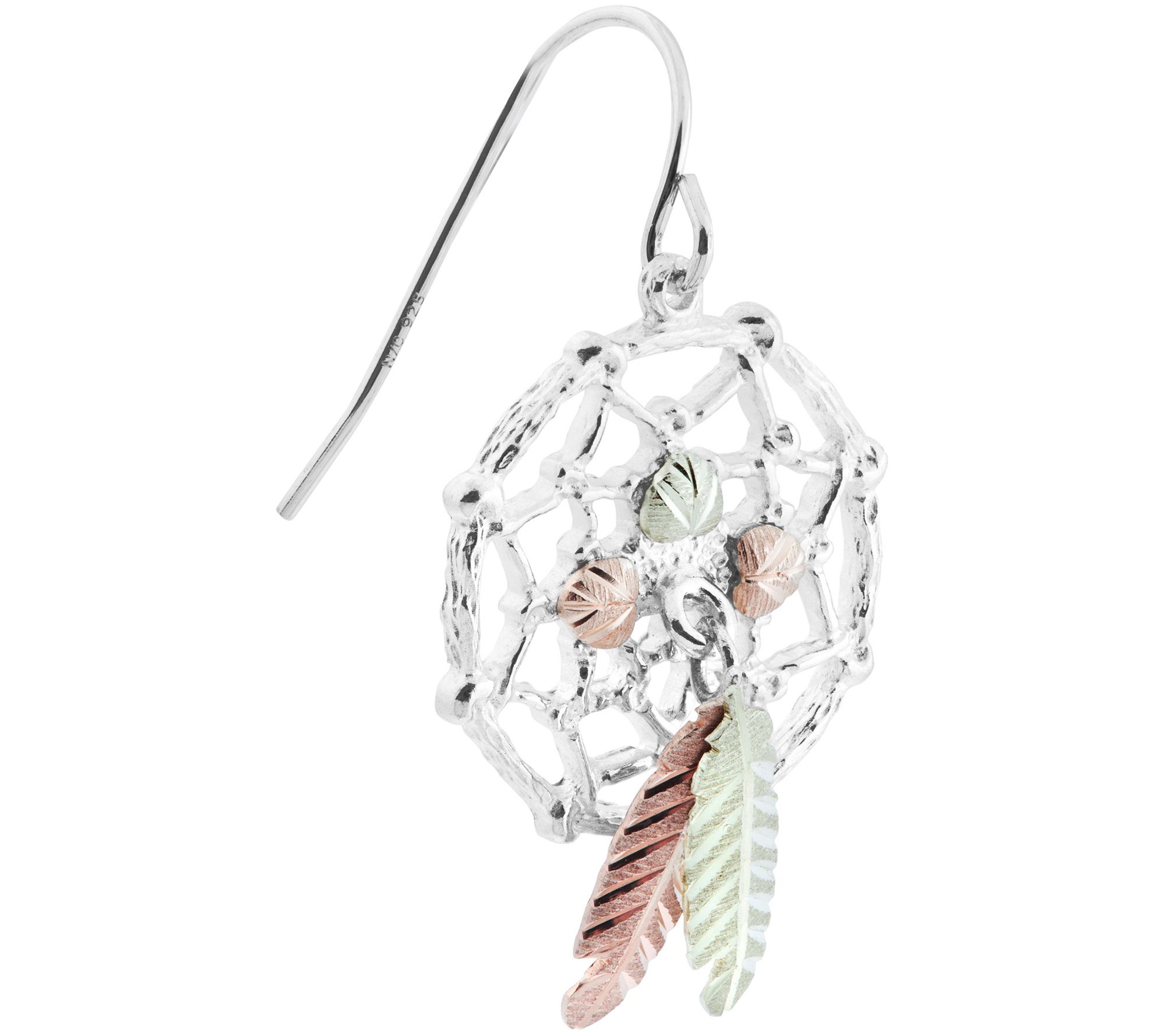 Black Hills Gold Dream Catcher Earrings Sterling/12K