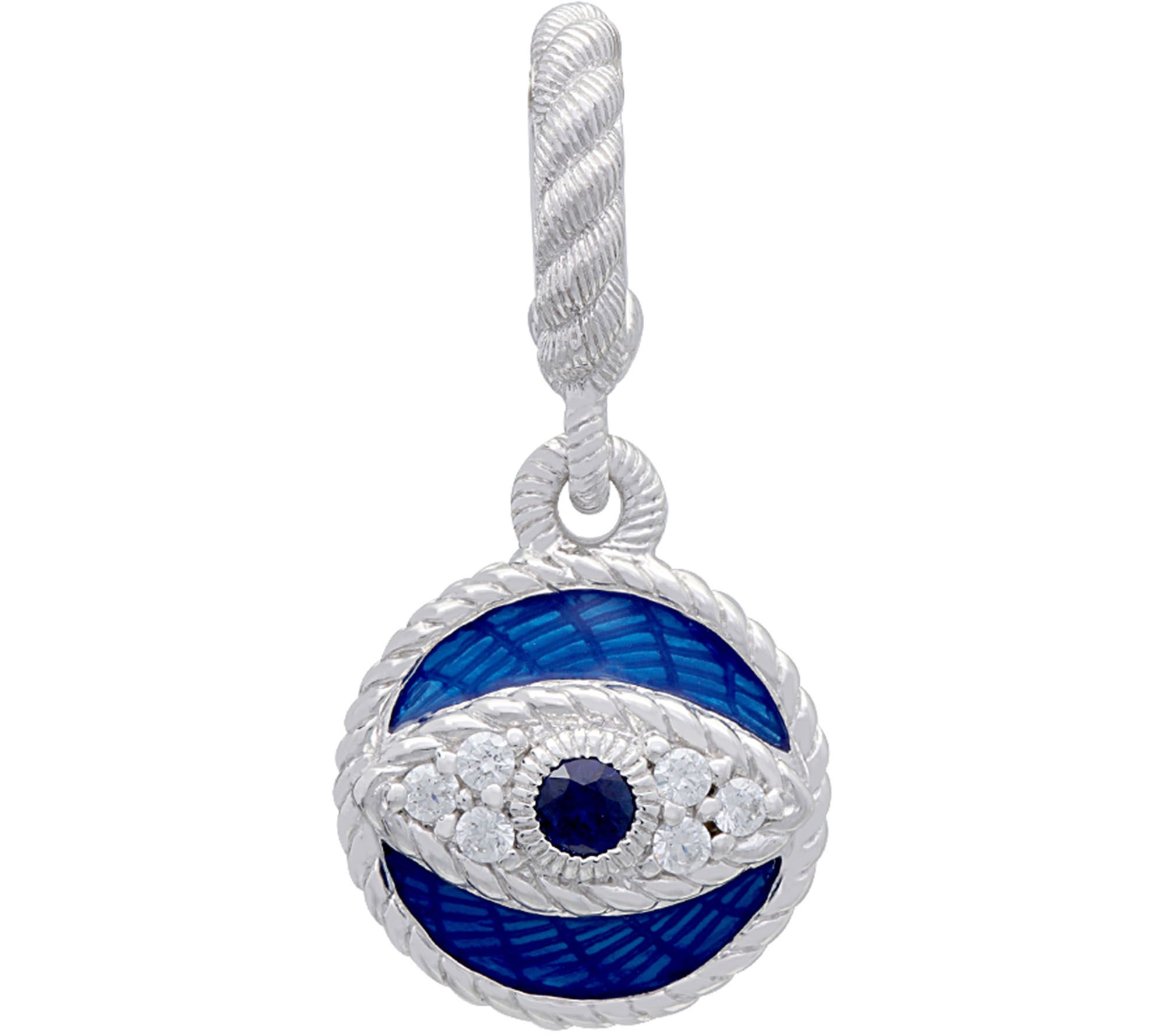 Judith Ripka Sterling Sapphire, Diamonique & Ev il Eye Charm