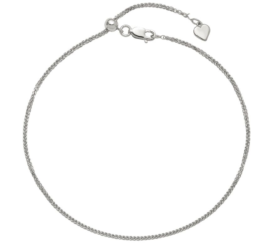 Italian Silver Adjustable Spiga Anklet, 1.8g