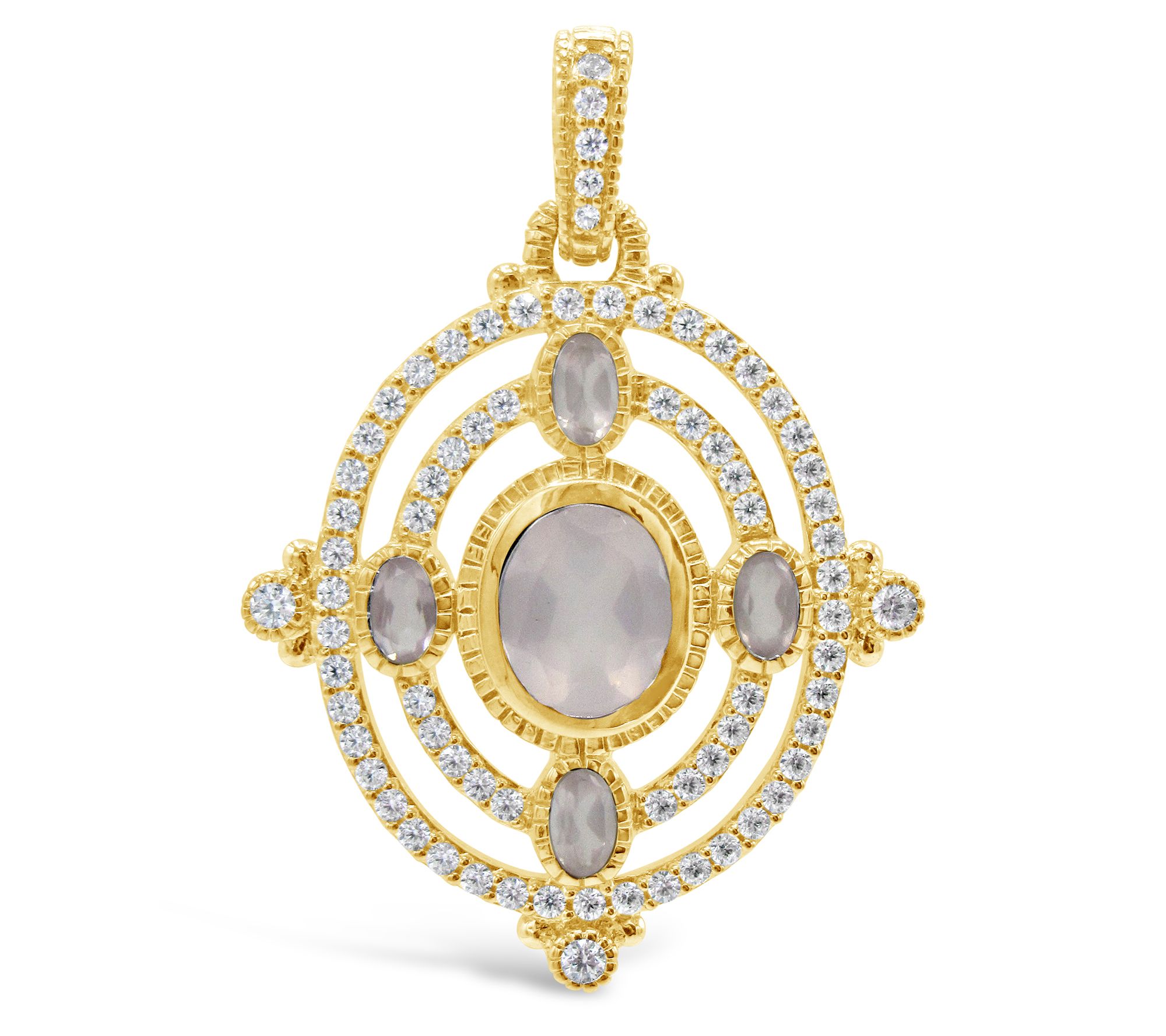 Judith Ripka 14K Clad Rose Quartz & Diamoni que Enhancer