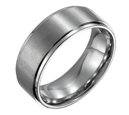 Steel by Design Mens 8mm Ring w/Ridged Edge