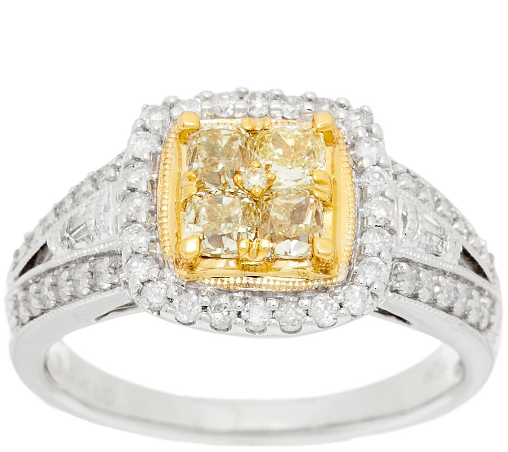 Cushion Cut Canary Yellow Diamond Ring, 14K, 1 cttw by Affinity ...