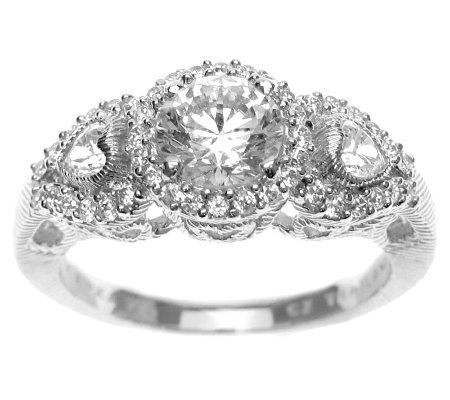 Judith Ripka Sterling Diamonique 3-Stone Ring