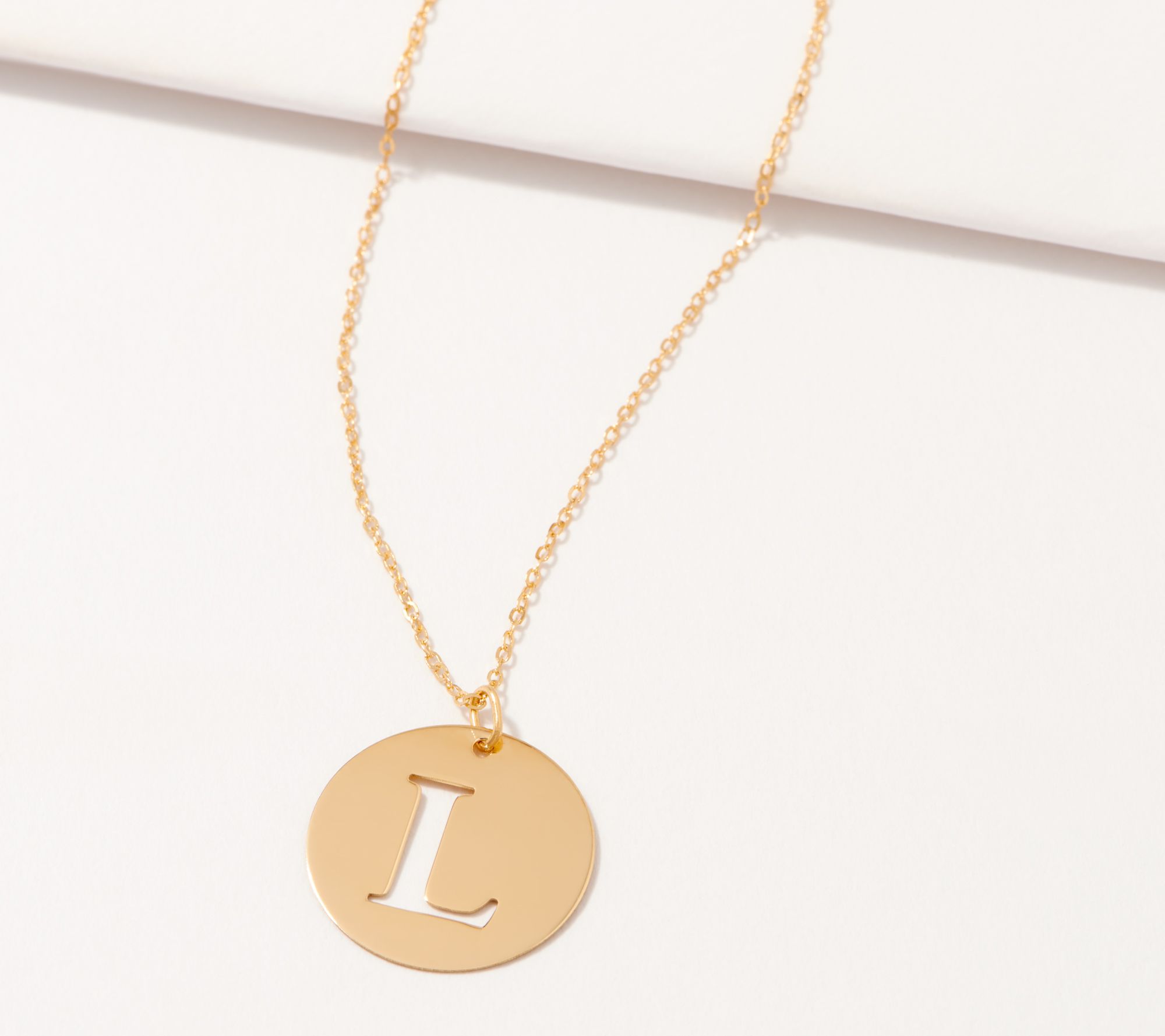 Italian Gold Initial Pendant w/ Chain, 14K Gold