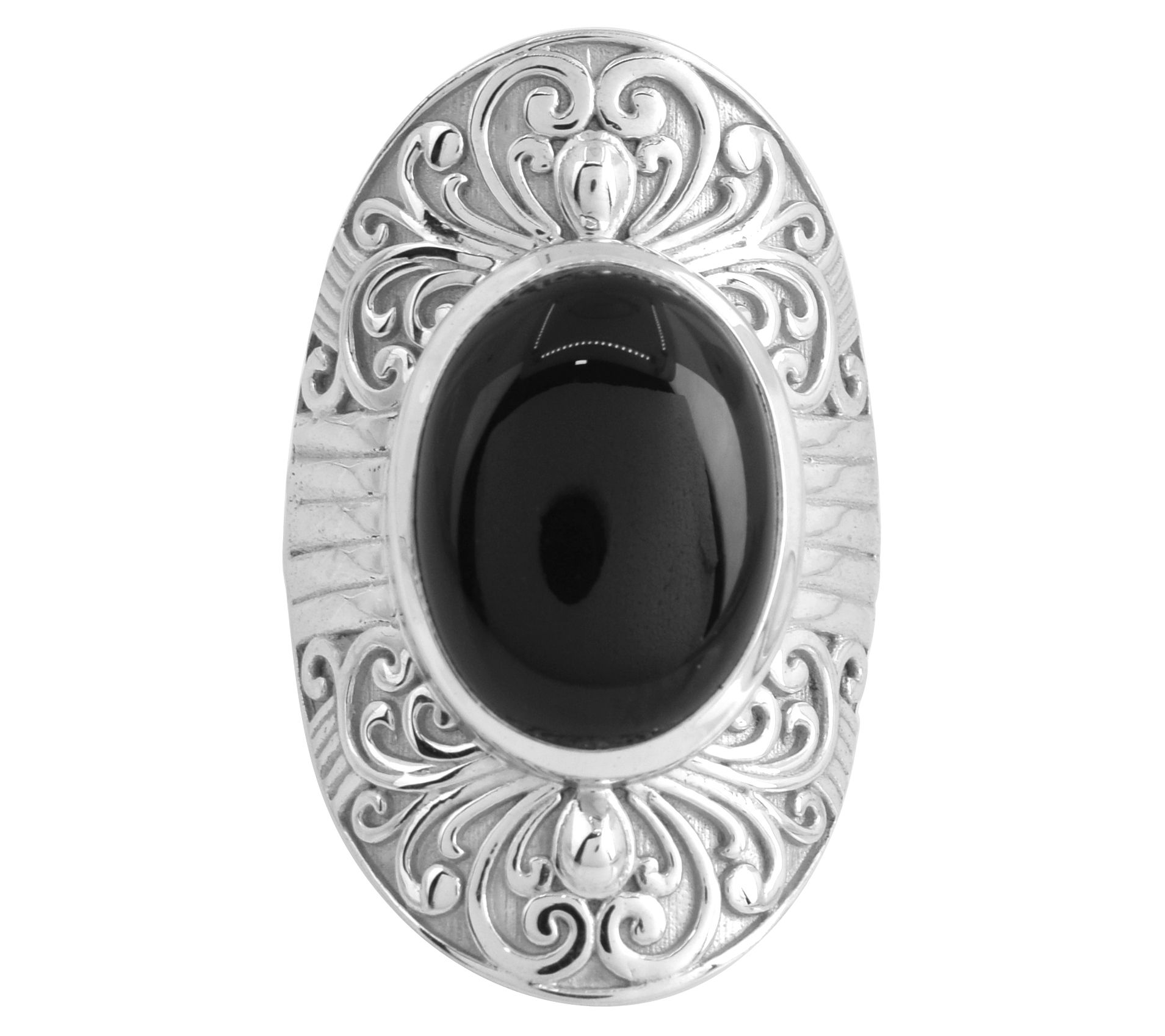 Artisan Crafted Sterling Silver Black Chalcedon y Cocktail Rin