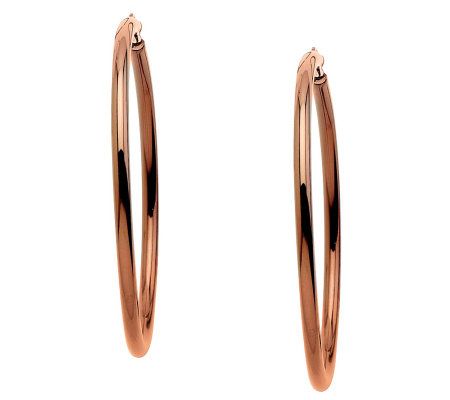Steel by Design Chocolate-Plated Round Hoop Ear rings