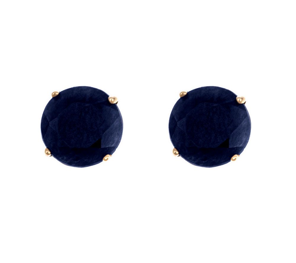 5mm Round Precious Gemstone Stud Earrings, 14K Yellow Gold