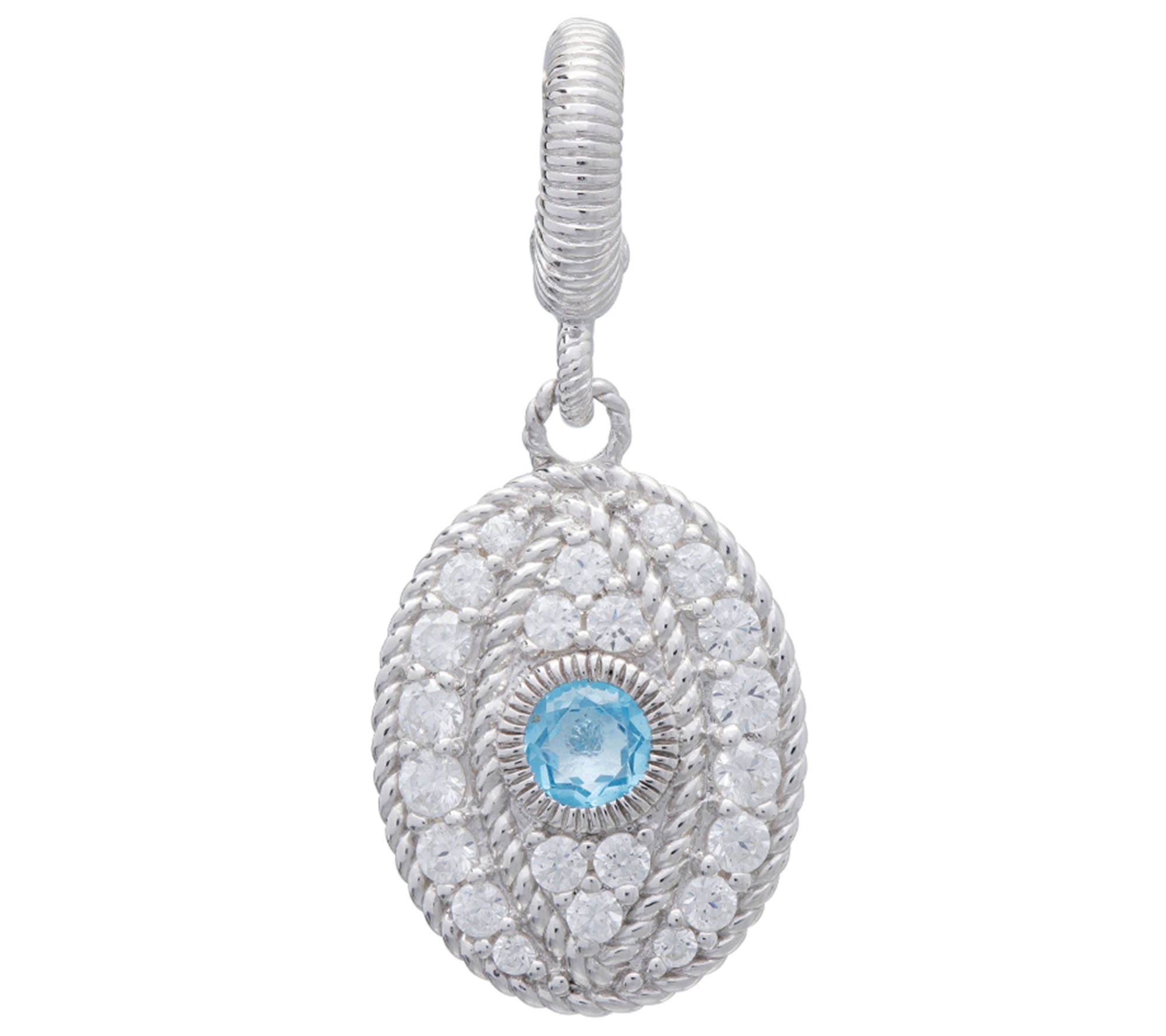Judith Ripka Sterling Blue Topaz, Diamonique Ev il Eye Charm