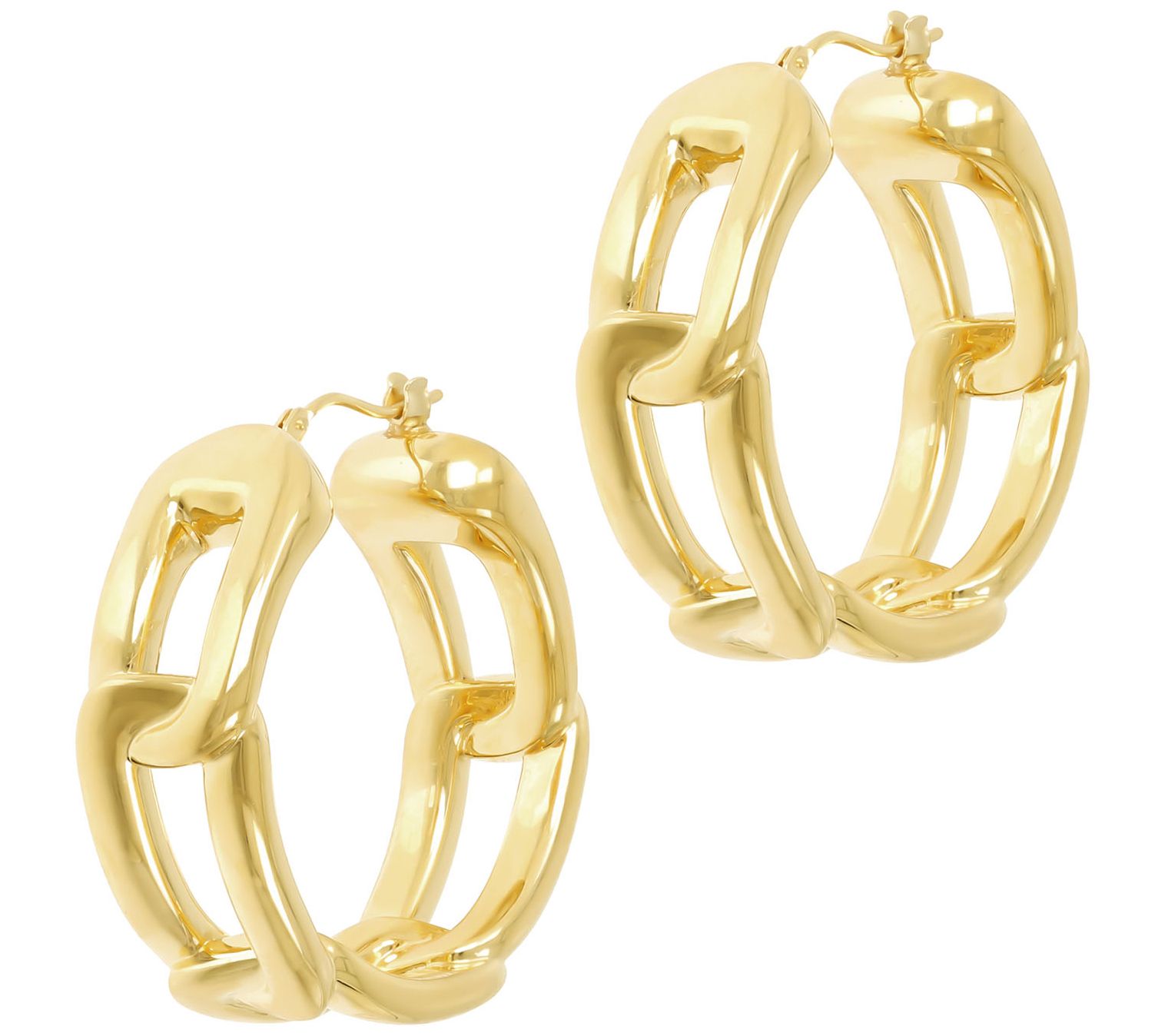 Oro Nuovo Interlocking Link Hoop Earrings, 14K Over Resin