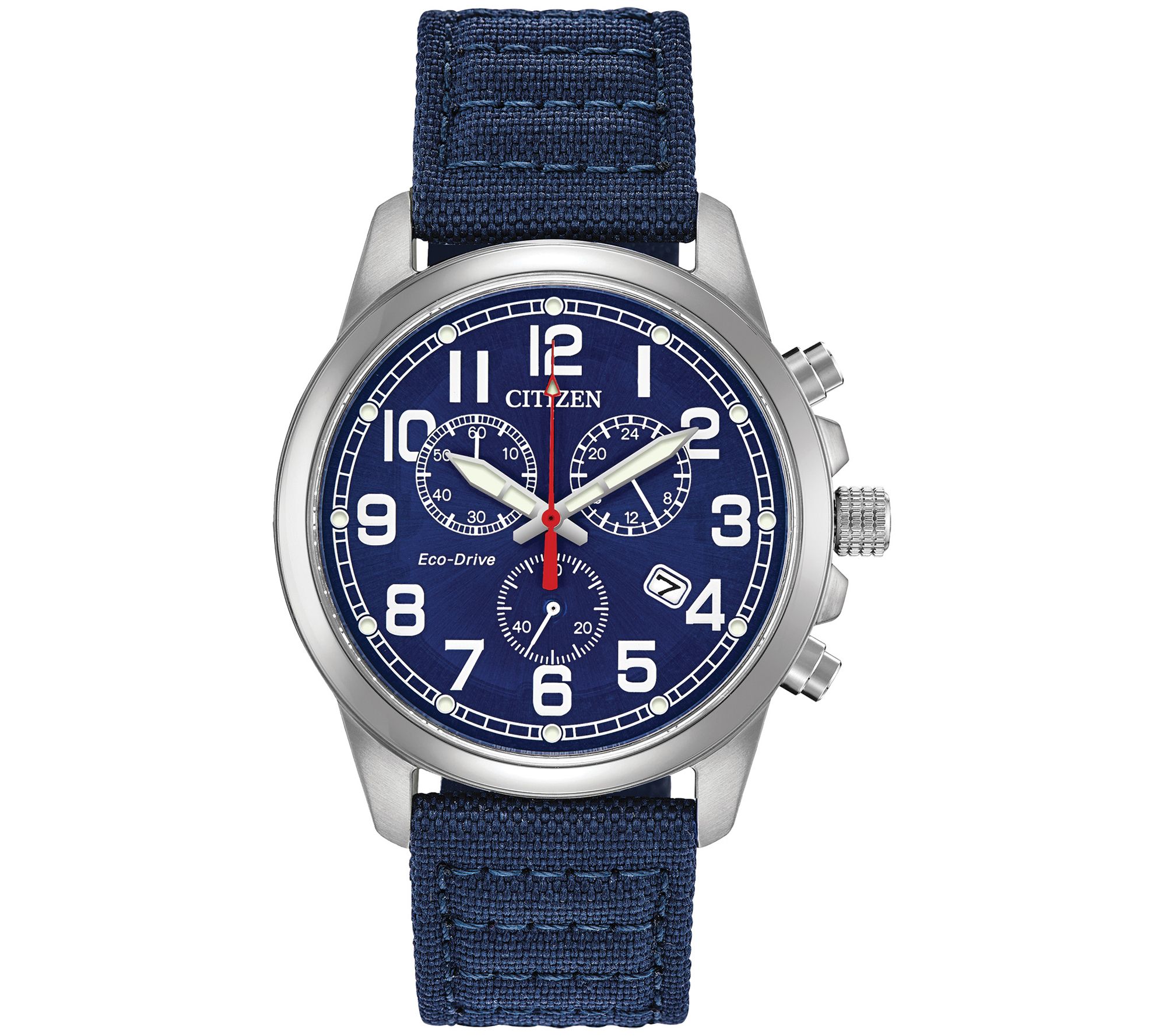 citizen men's blue dial black ip chronograph bracelet watch