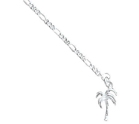 Sterling 10 Solid Polished Palm Tree Anklet