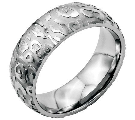 Stainless Steel 8mm Brushed & Polished Texture d Ring