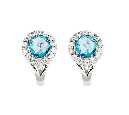 2.35ct tw Blue & White Topaz Sterling Omega Bac k Earrings