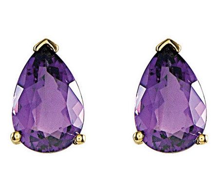 Pear-Shaped Gemstone Stud Earrings, 14K Gold