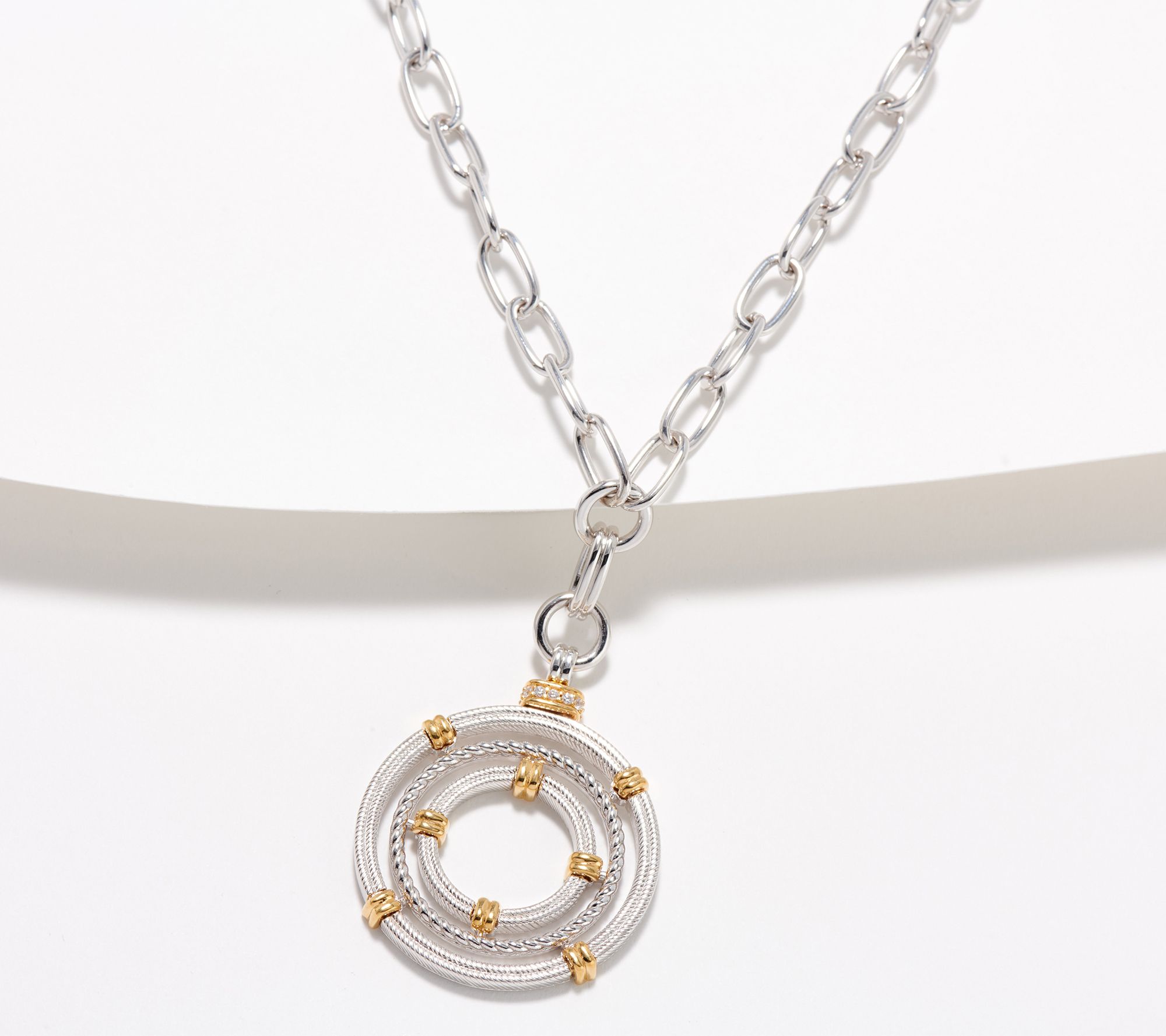 Judith Ripka Sterling Silver & GOld Clad Necklace