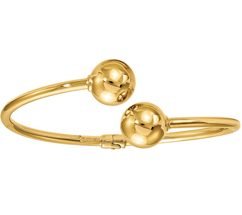 Italian Gold Bypass Bead Cuff 14K, 4.9g