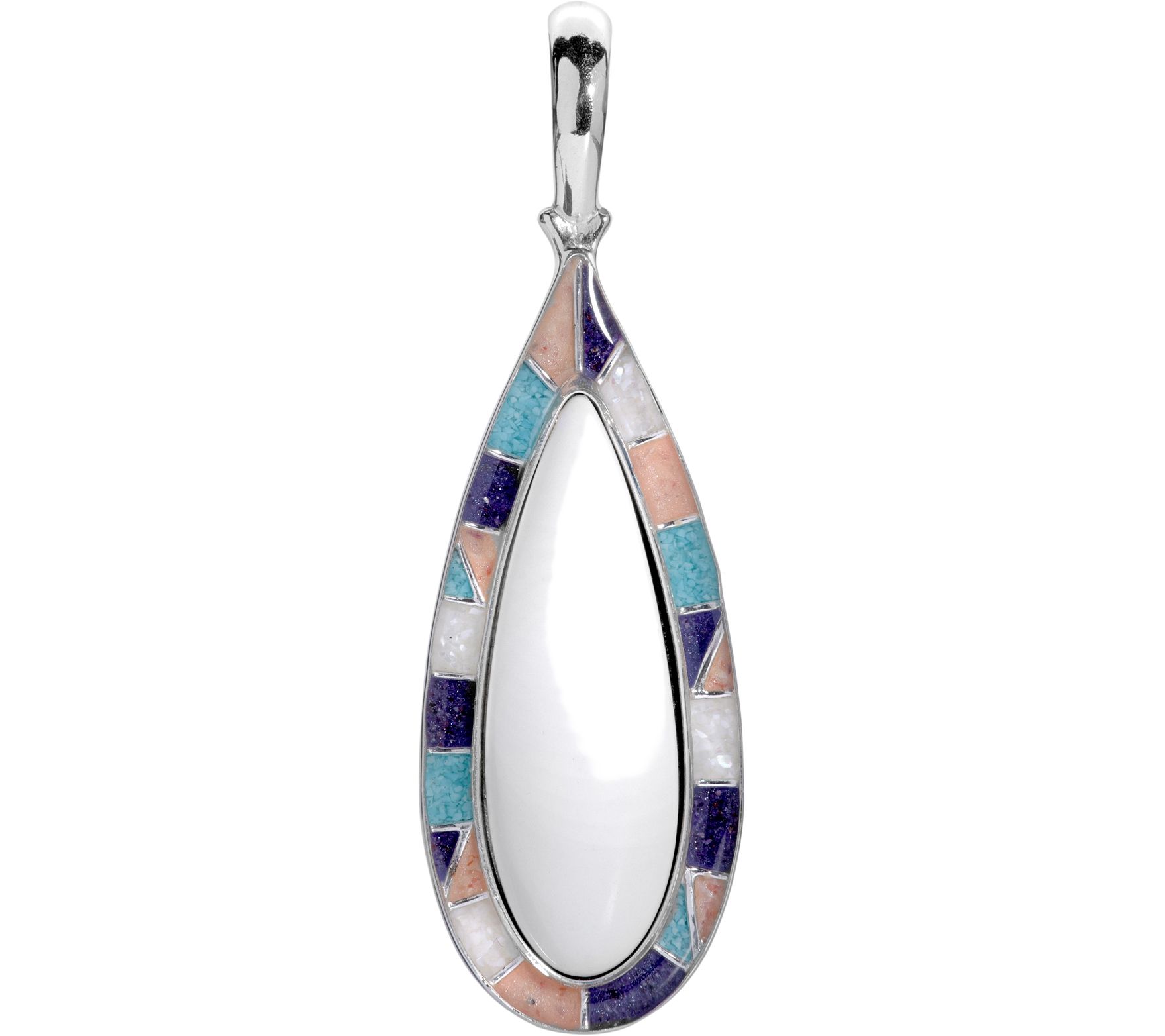 American West Sterling White Agate Pendant Enha ncer