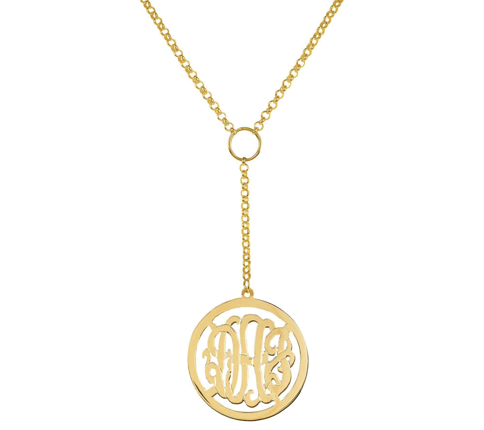 Personalized 14K Gold-Plated Sterling "Y" Monogram Necklace